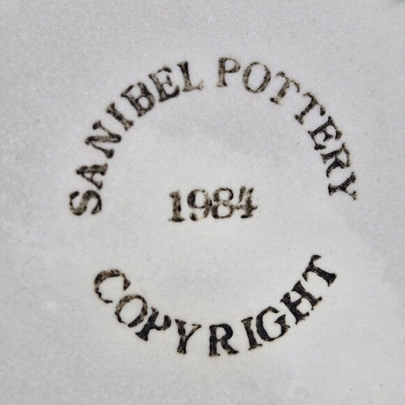 Vintage Sanibel Pottery 1984 Lighthouse Candle Holder Seabirds Cream Blue - Picture 13 of 14